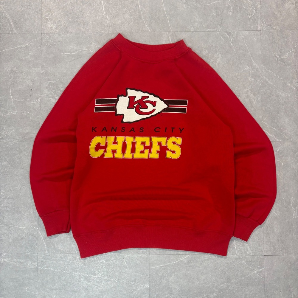 Vintage Hanes Kansas City Chiefs Sweatshirt Kids XL 18-20 Red Made in USA Raglan